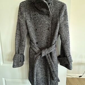 Calvin Klein Women’s Tweed navy Peacoat size 8 Long with black accents